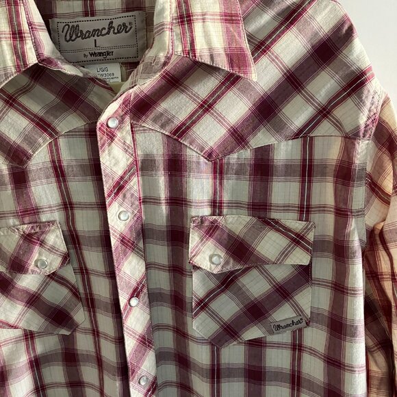 Wrangler Wrancher Shirt Men’s Large Pearl Snap Long Sleeve Maroon Western Wear. - Picture 5 of 12